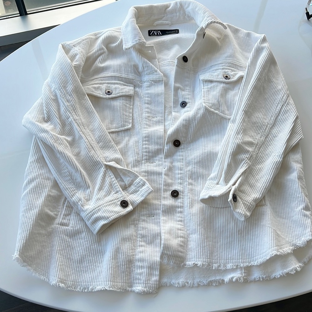 Zara White Corduroy Shacket